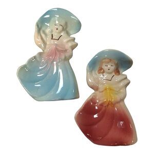 Shawnee Pottery Planters Vintage Pair of Southern Belles 1940s USA Hand Painted